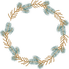 Fototapeta premium Christmas wreath frame. Hand drawn style illustration.