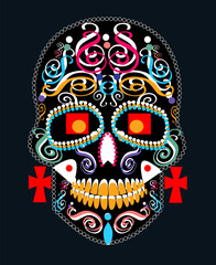 Mexican skull head, Day of the dead and Halloween background