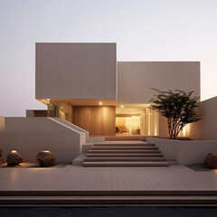 Minimalist sandstone house