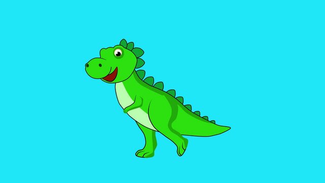 Green cartton dragon walking animation