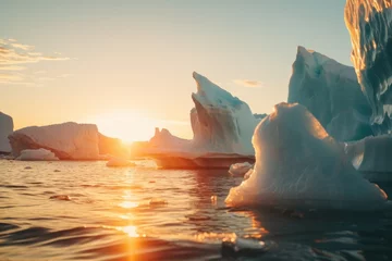 Deurstickers Landscape of glaciers and icebergs in the ocean © Geber86