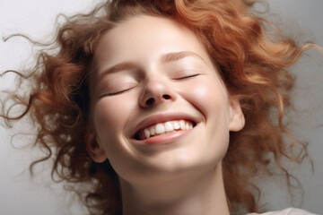 Naklejka premium Close up portrait of a happy woman. 