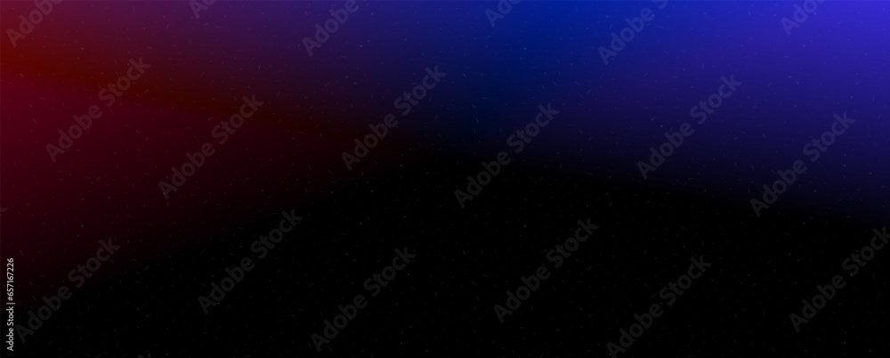 Poster Background with trendy gradient and noise. Red and blue colors. Glare from lenses, overlay texture. Vector banner with dust and smooth color transition