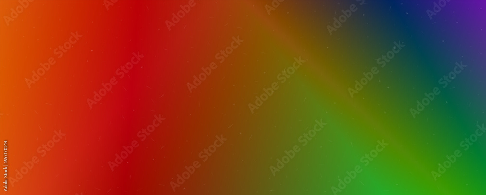 Poster Background with trendy gradient and noise. iridescent colors. Glare from lenses, overlay texture. Vector banner with dust and smooth color transition