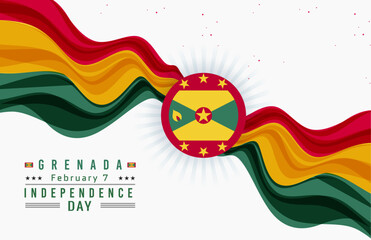 Happy Independence Day of Grenada with Flag