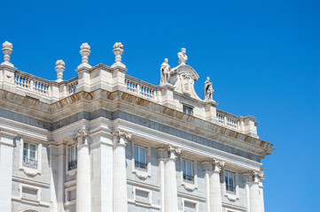 Fototapeta na wymiar Visiting Royal Palace of Madrid on summer sunny day in Madrid, Spain