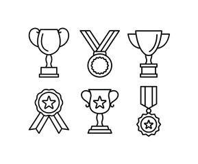 trophy and awards icon vector collections isolated sets design modern minimal line style 