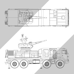 Aselsan Korkut SPAAG Military Vehicle Vector Illustration Set