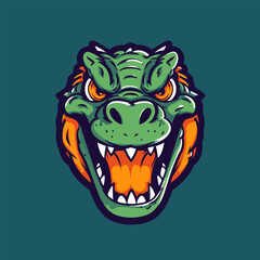 Angry crocodile mascot logo. Vector illustration of wild animal.