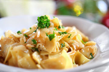 Krpice sa zeljem - Croatian pasta with caramelized cabbage
