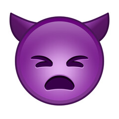 Angry face with horns Large size of yellow emoji smile