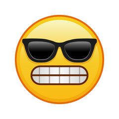 Grimace on the face with sunglasses Large size of yellow emoji smile - obrazy, fototapety, plakaty