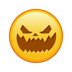 Scary halloween face Large size of yellow emoji smile