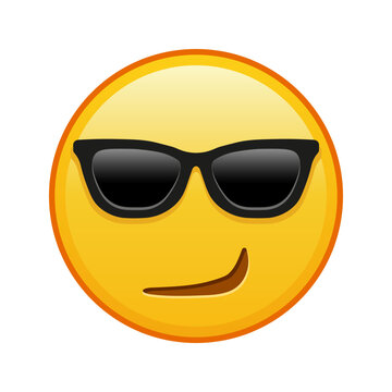 Grinning flirting face with sunglasses Large size of yellow emoji smile