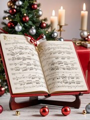 Photo Of Christmas Songbook Open On A Stand