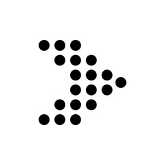 Vector halftone arrow. Dots arrow icon