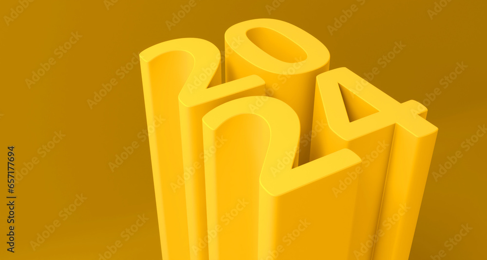 Aufkleber 2024 new year card with modern gradient style 3d realistic year number. volumetric digits 2024 at an