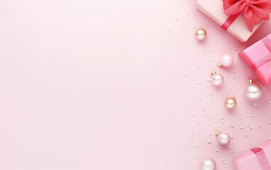 pastel pink colour christmas background. Holiday Background.