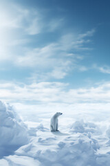 polar bear in the snow in winter