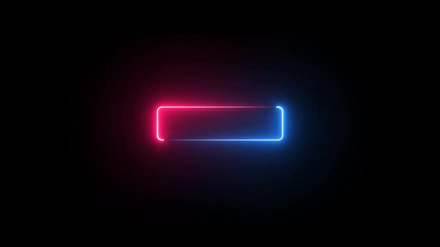 Glowing red and blue color neon frame animation.	