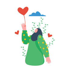 Happiness muslimah of world mental health day illustration