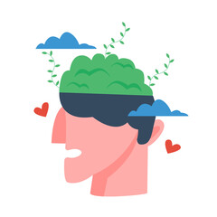 Happiness brain of world mental health day illustration