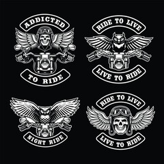 biker themed vector designs in vintage style