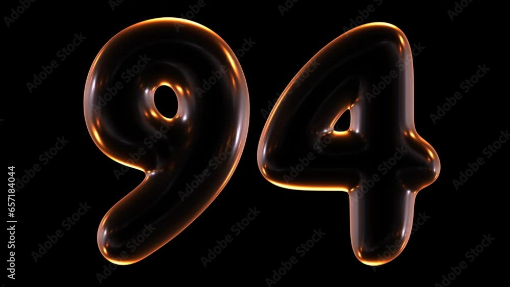 Poster animation of 3d glowing number 94
