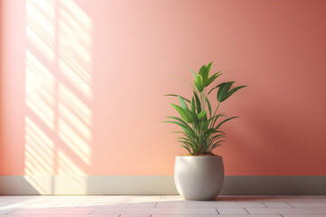 Pastel Interior with Ornamental Plants in Pots