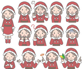 サンタ衣装　若い女性の色々な表情