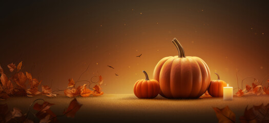 Halloween background with pumpkin, homepage for website.