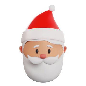 3d render icons. Santa's avatar. vector illustration on isolated white background.