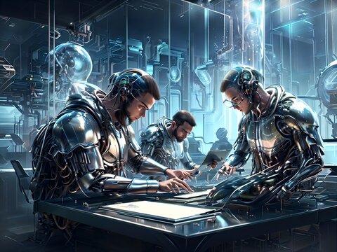 cyber persons in a factory