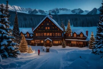 Fototapeta premium A virtual tour of the North Pole, complete with Santa's workshop and reindeer.