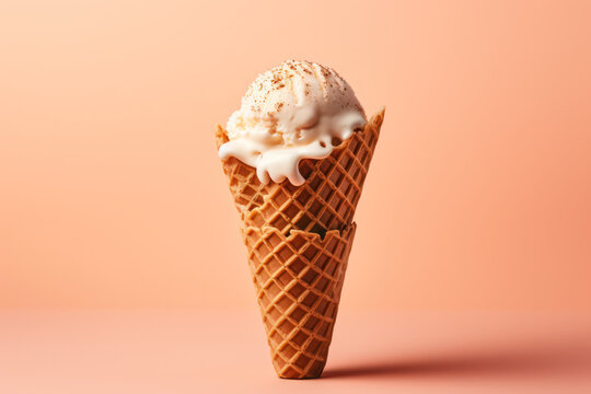 Ice Cream Indulgence: Waffle Cone Overflowing with Delectable Scoops