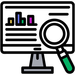 magnifying glass on the chart data