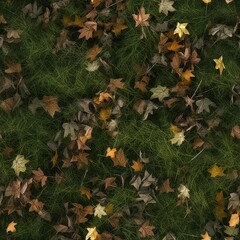 Leaves in the grass seamless pattern - 657193405