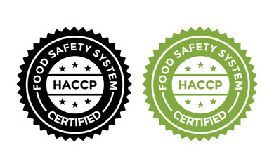 HACCP vector badge template. This design use round shape. Suitable for food industrial.