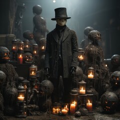 Snowmen with horror faces and mystical facial features are good for celebrations, Halloween, films, wallpapers, blogs, stories etc. Generative Ai Image