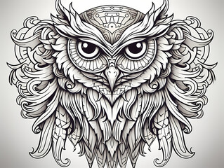 Black And White Drawing Of An Owl