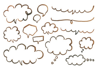 水彩の筆で描いた温かそうな手描き吹き出し