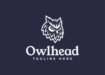Gordijnen owl logo vector icon illustration © Rezaalfarid204