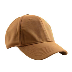 Brown color baseball cap isolated on transparent background. Concept of Sports.