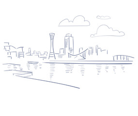 Kobe Hyogo Japan vector sketch city illustration line art sketch