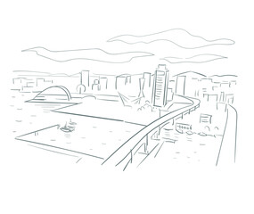 Kobe Hyogo Japan vector sketch city illustration line art sketch