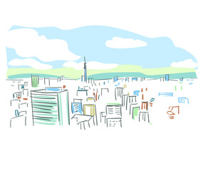 Tokyo Japan vector sketch city illustration line art sketch