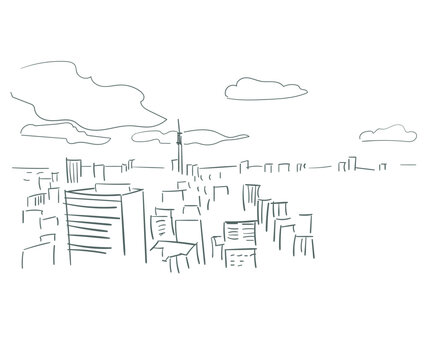 Tokyo Japan vector sketch city illustration line art sketch