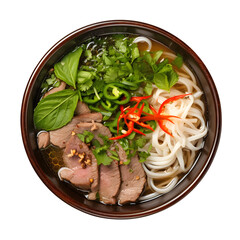delicious bowl of vietnamese chicken pho Isolated on a transparent background