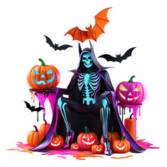 Halloween Clipart Design, Happy Halloween Day Clipart, Halloween Day composition, Generative AI
