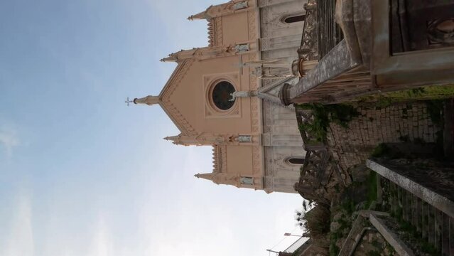 Vertical video of the Temple of St. Francis of Assisi in Gaeta